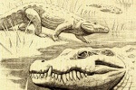 Reconstrucción del aspecto en vida de Lohuecosuchus megadontos (Ilustración de Javier Godoy)